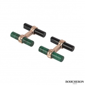 Boucheron Onyx and Malachite Rose Gold Cufflinks